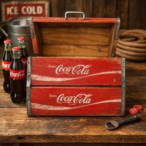 Vintage Wooden Storage Chest made from Old Rustic Coca Cola Crates 1970s